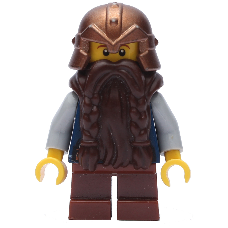 Lego Dwarf, Dark Brown Beard, Copper Helmet