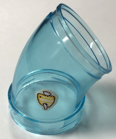 Lego Cylinder Tube, Curved 45 degrees with White and Yellow Striped Fish Pattern (Sticker) - Set 41720 / Trans-Light Blue