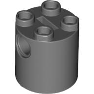 Lego Brick Round 2 x 2 x 2 Robot Body, Axle Holder '+' Orientation / Dark Bluish Gray