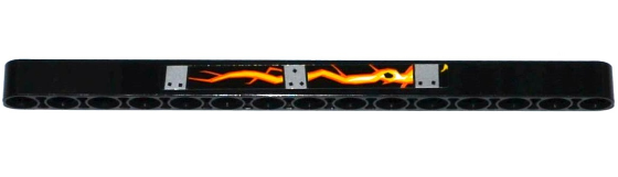 Lego Technic, Liftarm Thick 1 x 15 with Bolted Metal Plates, Cracks and Lava Pattern Model Left Side (Sticker) - Set 70314 / Black