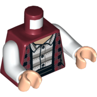 Lego Torso Cardigan over White Shirt with Stripes Print (Secretary Janine), White Arms, Light Nougat Hands