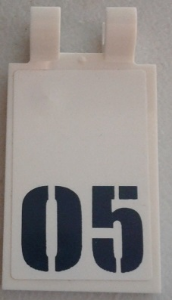 Lego Tile, Modified 2 x 3 with 2 Clips with Dark Blue '05' Pattern (Sticker) - Set 60062