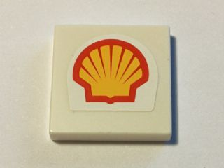 Lego Tile 2 x 2 with Shell Logo Small Pattern (Sticker) - Set 40195