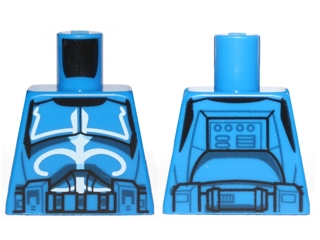 Lego Torso SW Armor Clone Trooper with White Senate Commando Captain Markings with Belt with Pockets Pattern / Blue