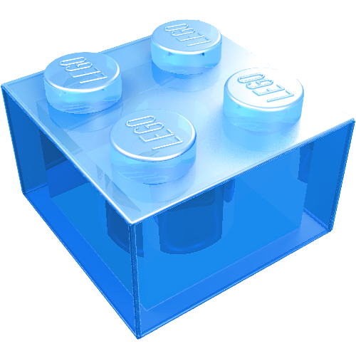 Lego Brick 2 x 2 / Trans-Medium Blue