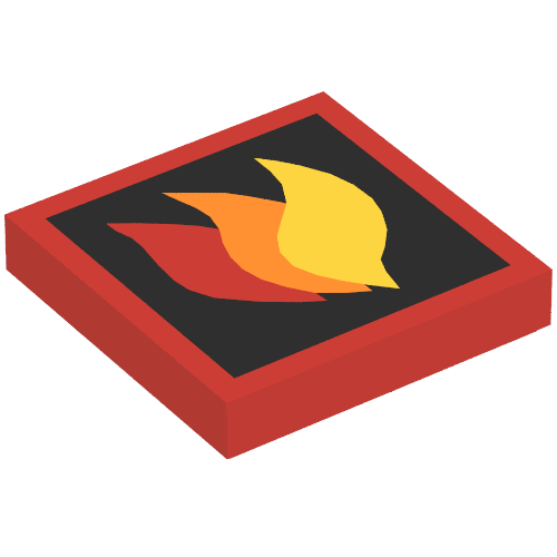 Lego Tile 2 x 2 with Classic Fire Logo Large Print / Red