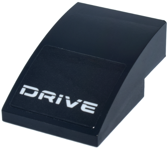 Lego Slope, Curved 3 x 2 with White 'DRIVE' Pattern (Sticker) - Set 40926 / Black