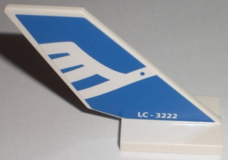 Lego Tail Shuttle with White Airline Bird and 'LC - 3222' Pattern on Both Sides (Stickers) - Set 3222