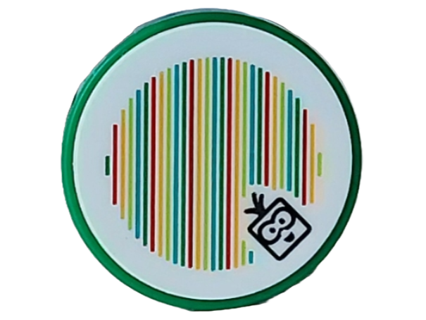 Lego Tile, Round 2 x 2 with Bottom Stud Holder with Super Mario Scanner Code Lakitu Pattern (Sticker) - Set 71441