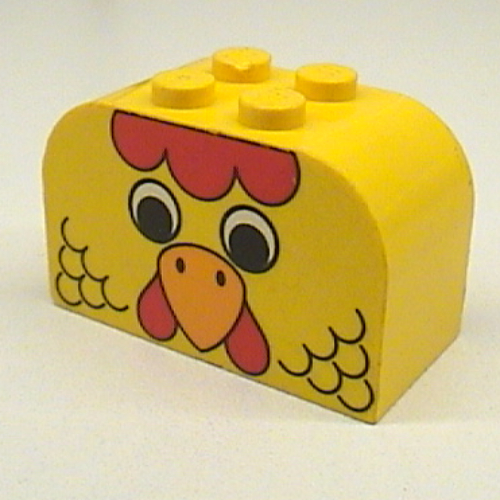Lego Brick Curved 2 x 4 x 2 Double with Chicken Face Print