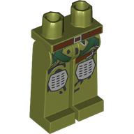 Lego Hips and Olive Green Long Legs with Dark Green Straps, Silver Knee Pads Print / Olive Green