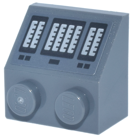 Lego Slope 45 2 x 2 with Control Panel, Black Rectangles and Buttons, Silver Level Gauges Pattern (Sticker) - Set 75419