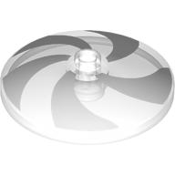 Lego Dish 4 x 4 Inverted with Open Stud [Radar] with White Swirls Print / Trans-Clear