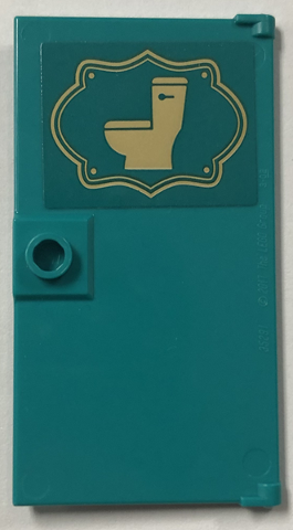 Lego Door 1 x 4 x 6 with Stud Handle with Gold Restroom Sign with Toilet Pattern (Sticker) - Set 41714