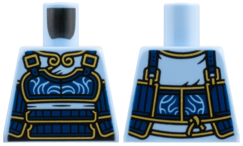 Lego Torso Dark Blue Do Armor, Gold Trim Pattern / Bright Light Blue