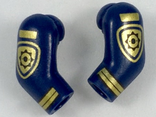 Lego Arm, (Matching Left and Right) Pair with Gold Police Badge and Stripes Pattern / Dark Blue