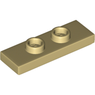 Lego Plate Special 1 x 3 with 2 Studs with Groove and Inside Stud Holder (Jumper) / Tan