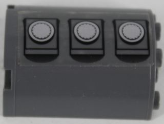 Lego Cylinder Half 2 x 4 x 4 with 3 Gas Tank Hatches Pattern Model Left Side (Sticker) - Set 7683