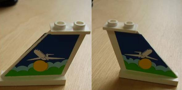 Lego Tail 4 x 1 x 3 with White Airplane over Sun and Clouds Pattern on Both Sides (Stickers) - Set 1818