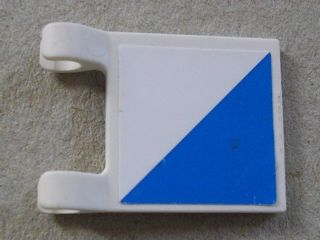 Lego Flag 2 x 2 Square with Flat Edge with SpongeBob Blue and White Diagonal Halves Pattern (Sticker) - Sets 3825 / 3833 / White