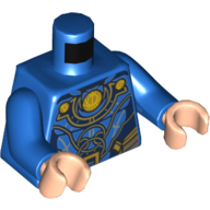 Lego Torso Armor, Dark Blue Panels, Ornate Gold Trim Print, Blue Arms, Light Nougat Hands / Blue