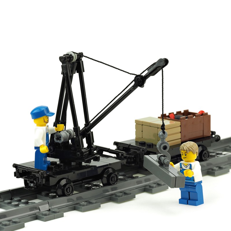 Lego Railroad Speeder Cart and Crane