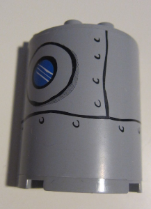 Lego Cylinder Half 2 x 4 x 4 with Patched Metal Plate and Porthole Pattern on Left (Sticker) - Set 3832