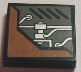 Lego Tile 2 x 2 with Pipes, Vent Holes and Corner Cover Pattern Model Left Side (Sticker) - Set 8635