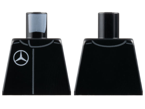 Lego Torso Racing Suit with White Mercedes-Benz Logo Pattern / Black