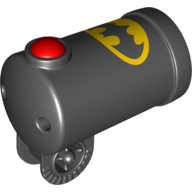 Lego Duplo Cannon, Shooting with Axle Hole and Red Firing Button, with Batman Logo Print