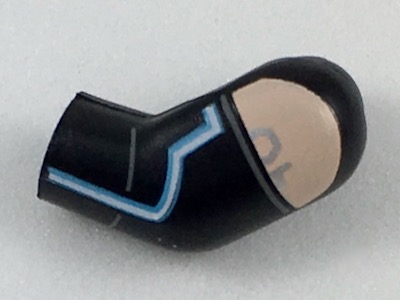 Lego Arm, Left with Light Nougat Shoulder and Blue Line Pattern