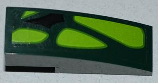 Lego Slope, Curved 3 x 1 with Black Scale and 4 Lime Scales Pattern Model Left Side (Sticker) - Set 9450