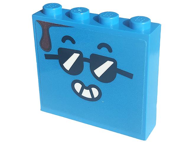 Lego Brick 1 x 4 x 3 with Face with Sunglasses Pattern on Both Sides (Stickers) - Set 60253