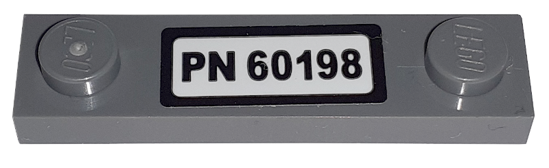 Lego Plate, Modified 1 x 4 with 2 Studs without Groove with 'PN 60198' Pattern (Sticker) - Set 60198