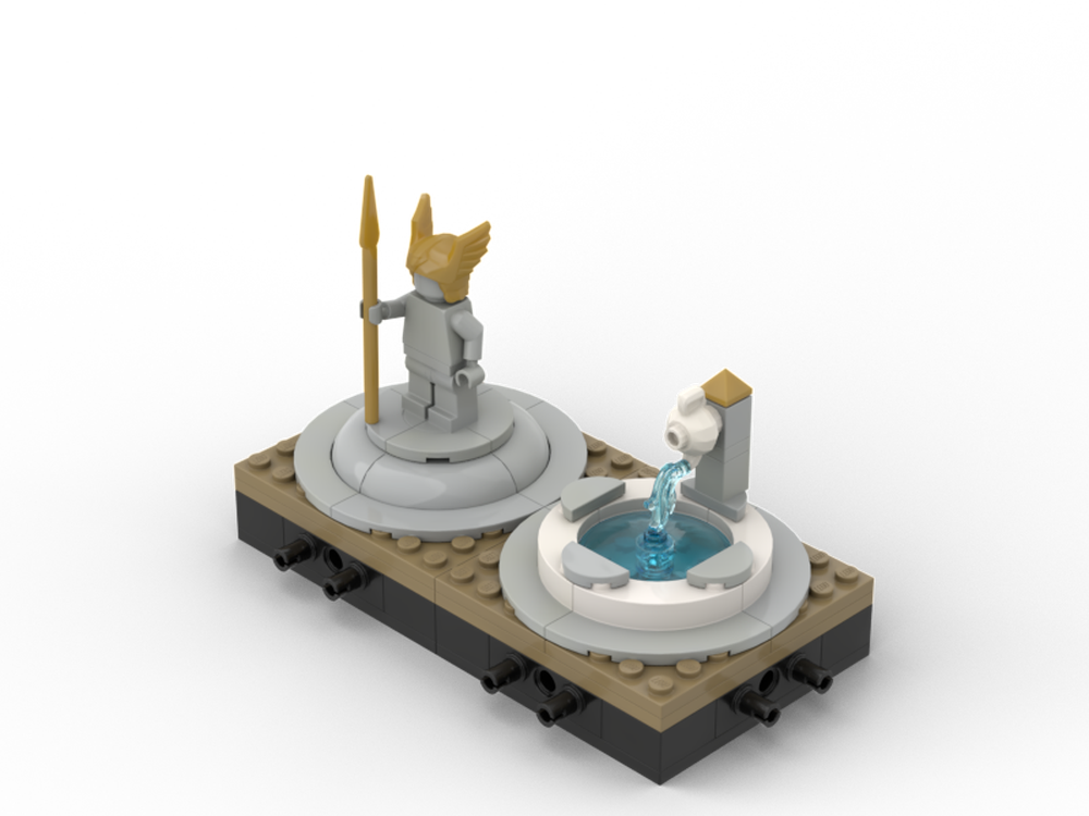 Lego Modular Park/Garden - statue with spear, well with outlet