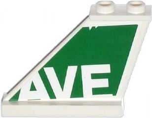 Lego Tail 4 x 1 x 3 with White  'AVE' on Green Background Pattern on Left Side (Sticker) - Set 79120