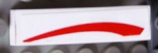 Lego Slope, Curved 4 x 1 with Red Curved Line on White Background Pattern Model Right Side (Sticker) - Set 8158 / White