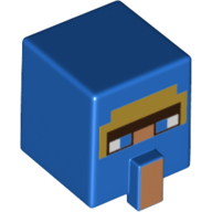 Lego Minifig Head Special, Cube with Medium Nougat Nose, Blue Eyes Print