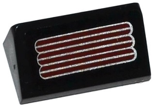 Lego Slope 30 1 x 2 x 2/3 with Silver and Dark Red Grille Pattern (Sticker) - Set 70166 / Black