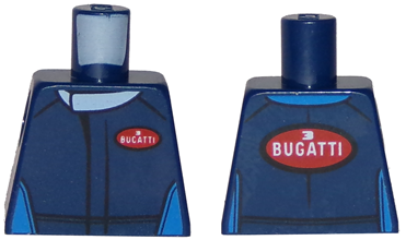 Lego Torso Racing Suit with '3' and 'Bugatti' on Front and Larger '3' and 'Bugatti' on Back Pattern / Dark Blue