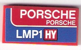 Lego Tile 2 x 4 with 'PORSCHE PORSCHE' and 'LMP1HY' Pattern (Sticker) - Set 75876 / Red
