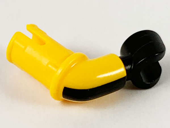 Lego Arm with Technic Pin with Black Stripe Pattern with Black Hand