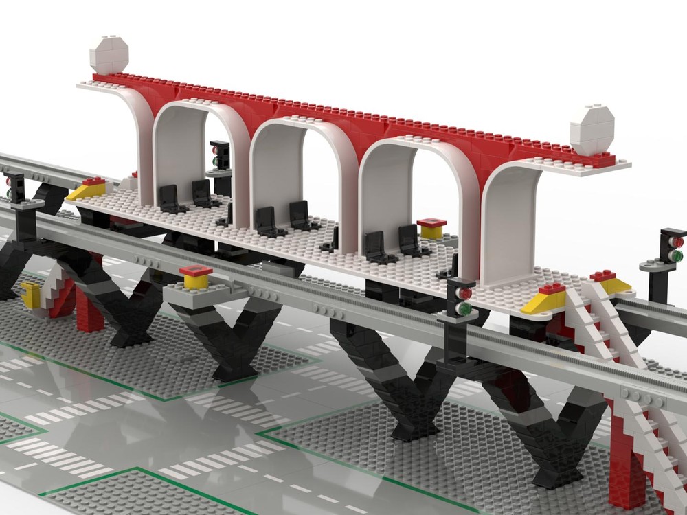 Lego Monorail Station and Bus Stops
