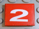 Lego Tile 2 x 2 with Number  2 White on Red Background Pattern (Sticker) - Set 8280