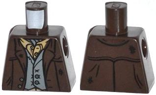 Lego Torso Jacket with Dark Bluish Gray Vest and Dark Tan Ascot Pattern / Dark Brown