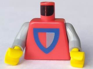 Lego Torso Castle Classic Shield Red/Gray Pattern / Light Gray Arms / Yellow Hands