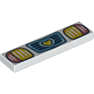 Lego Tile 1 x 4 with Headlight, Medium Azure Grill, Yellow Heart Print