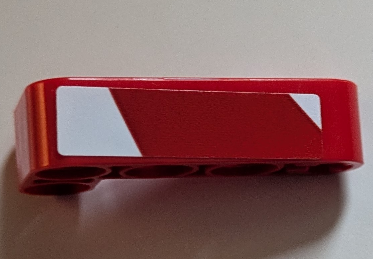 Lego Technic, Liftarm, Modified Bent Thick L-Shape 2 x 4 with White Stripes Pattern Model Right Side (Sticker) - Set 42125
