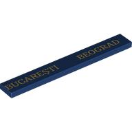 Lego Tile 1 x 8 with Gold 'BUCAREŞTI BEOGRAD' Print