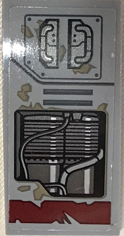 Lego Slope, Curved 4 x 2 with SW Hoses and Vent Pattern 1 (Sticker) - Set 75202 / Light Bluish Gray
